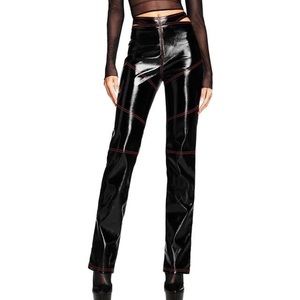 I am Gia leather pants with red stitching